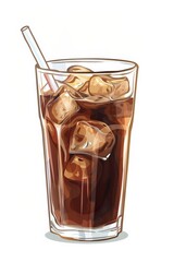 Vietnamese cold coffee illustration isolated on white background