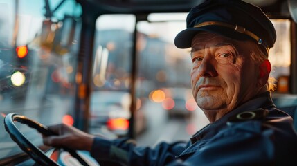BUS driver portrait in a city bus