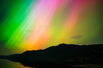 The Northern lights over Ullswater in the English Lake District.