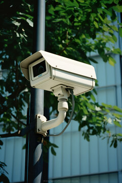 Outdoor security camera monitoring for safety. Generative AI image