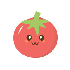 Smiling tomato character in kawaii style
