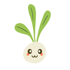 Smiling onion character in kawaii style