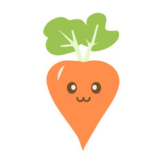 Smiling carrot character in kawaii style