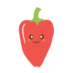 Smiling bell pepper character in kawaii style