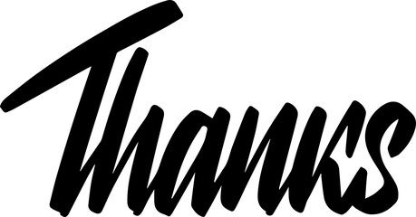 Thanks Black felt-tipped Marker. Thank you Brush pen Italic Oblique font. Calligraphy script. Expressive Fancy slanted Hand written typeface. Thanksgiving day.
