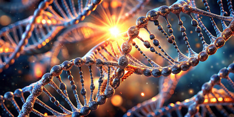 Closeup View of DNA Gene Background Science Helix Cell Genetic