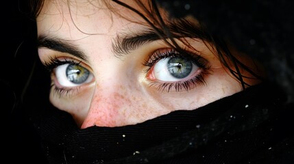 Dramatic close-up of eyes with intense gaze