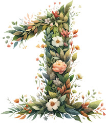 Obraz premium number one frame made of leaves isolated