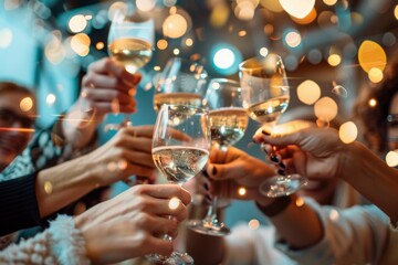 Celebratory Toast by a Vibrant Startup Team: Showcasing Teamwork and Entrepreneurial Spirit