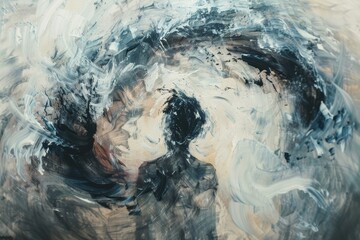 Emotional Turmoil: Abstract Representation of Depression in Swirling Brush Strokes