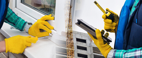 Concept of installation and removal of windows during construction.