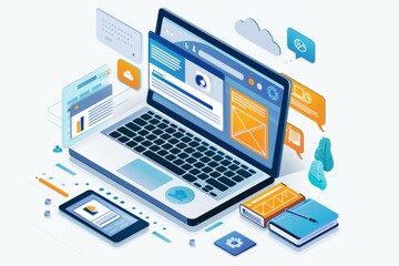 Engaging Online Learning Platform for Digital Marketing Courses Displayed on Laptop