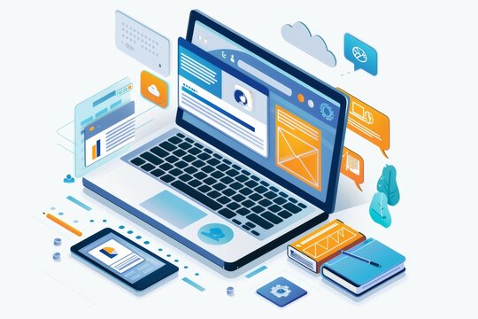 Engaging Online Learning Platform for Digital Marketing Courses Displayed on Laptop