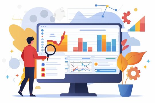 SEO Professional Analyzing Search Engine Rankings and Analytics on Computer Screen
