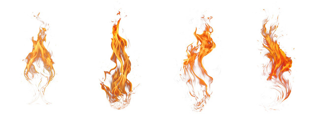 Set of Fire Flame Isolated: Vivid and Captivating, Pure Flame Artwork Rendered on a Transparent Background for Seamless Integration.