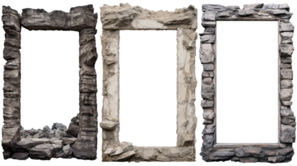 Elegant Stone Frame Collection: Timeless Design Elements on a Transparent Background for Versatile Use in Your Projects.