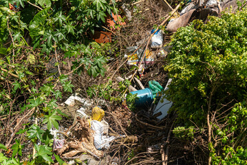 Environmental pollution garbage discarded outdoors