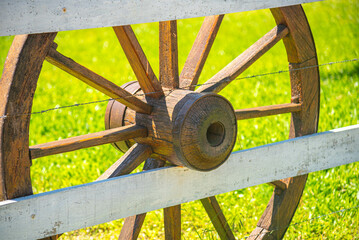 Old wooden trailer wheels