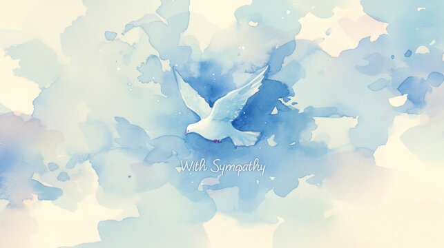Serene Dove Watercolor Sympathy Card with Soft Blue and Lavender Tones
