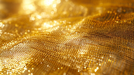 Shiny gold texture with a fine wire mesh pattern, adding a contemporary and unique touch.