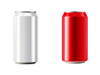 Sleek 330 ml Aluminum Soda Cans on Transparent Background: Perfect for Packaging Presentations and Marketing Materials. Ideal for Showcasing Beverage Designs in a Clean and Modern Style.