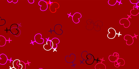 Light Pink, Yellow vector texture with women's rights symbols.