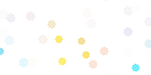 Light blue, yellow vector layout with beautiful snowflakes.