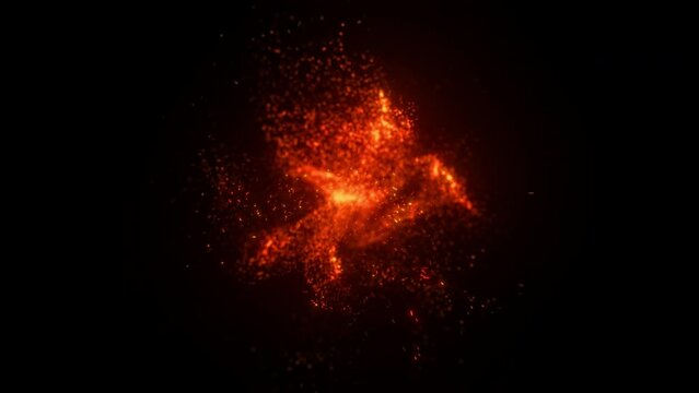 Blinking particles turbulent vortex motion. Swirl sparkles explosion background