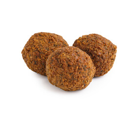 Delicious falafel balls on white background