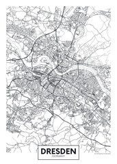 City map Dresden, detailed urban planning travel vector poster design