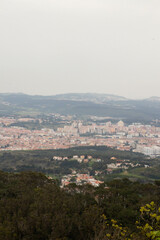 View of Buildings on the Hillside from the Moorish Castle in Sintra Portugal