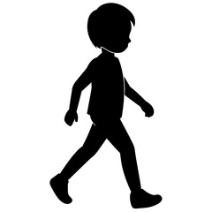 A Boy vector silhouette black color illustration