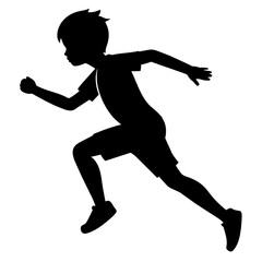 A Boy vector silhouette black color illustration