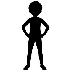 A Boy vector silhouette black color illustration