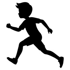 A Boy vector silhouette black color illustration