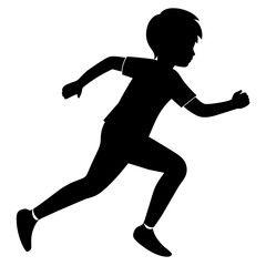A Boy vector silhouette black color illustration