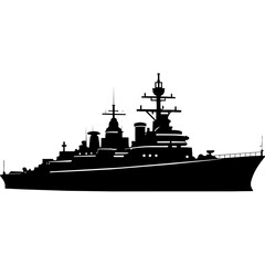a large warship vector silhouette, black color silhouette © Dream Is Power