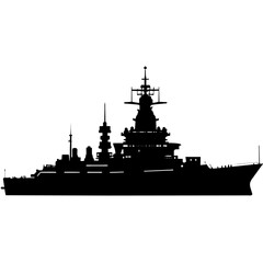 Fototapeta premium a large warship vector silhouette, black color silhouette