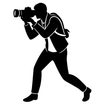 recommend clip art: a street Photographer taking photo vector silhouette