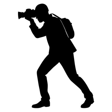 recommend clip art: a street Photographer taking photo vector silhouette