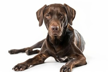 regal kurzhaar hunting dog poses proudly on white studio background pet portrait photography