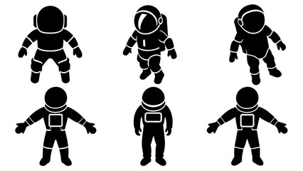 Astronaut vector silhouette bundle isolated on white background