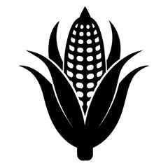 Barbecue corn vector silhouette black color illustration, white background