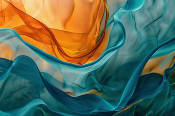 Colorful abstract wallpaper with vibrant shapes and textures on a teal and orange colored background