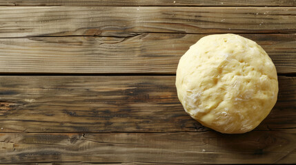 fresh dough ready for baking on wooden background