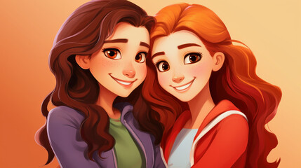 ai generative illustration of a lesbian couple in comic style