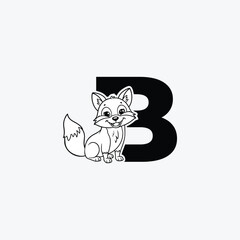 Initial Letter B with Fox Logo Design. The fox is sporting a happy smile. letter B and fox head vector illustration for icon, symbol or logo.