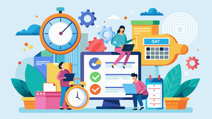 Time management concept of schedule, deadline, planner, planning and organization, man organizes workflow and makes daily to-do list, marking dates or tasks on calendar, time management  flat vector