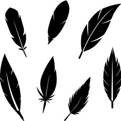 different type of Feather Set icon, a different position feather logo isolated on white background