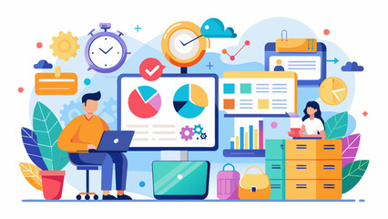 Time management concept of schedule, deadline, planner, planning and organization, man organizes workflow and makes daily to-do list, marking dates or tasks on calendar, time management  flat vector
